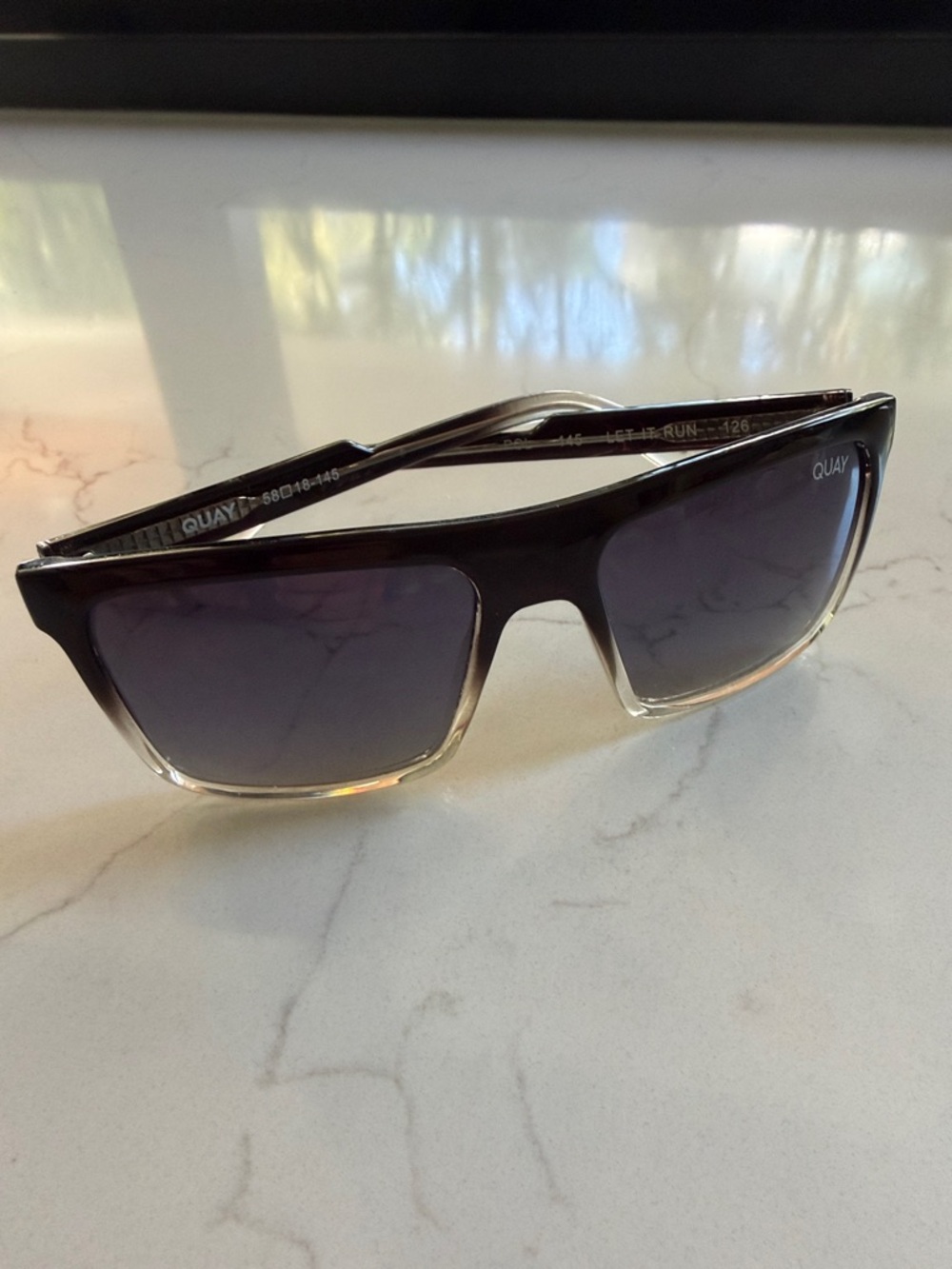 Quay Australia Black to Clear Fade Men’s Rectangular Sunglasses
